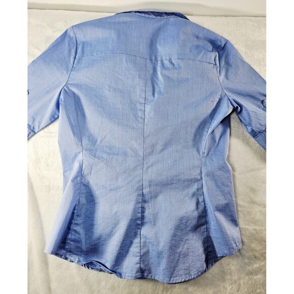 7th Avenue New York & Company Shirt Button Down 3/4 Sleeve Top-Blue-SZ M - Picture 3 of 8